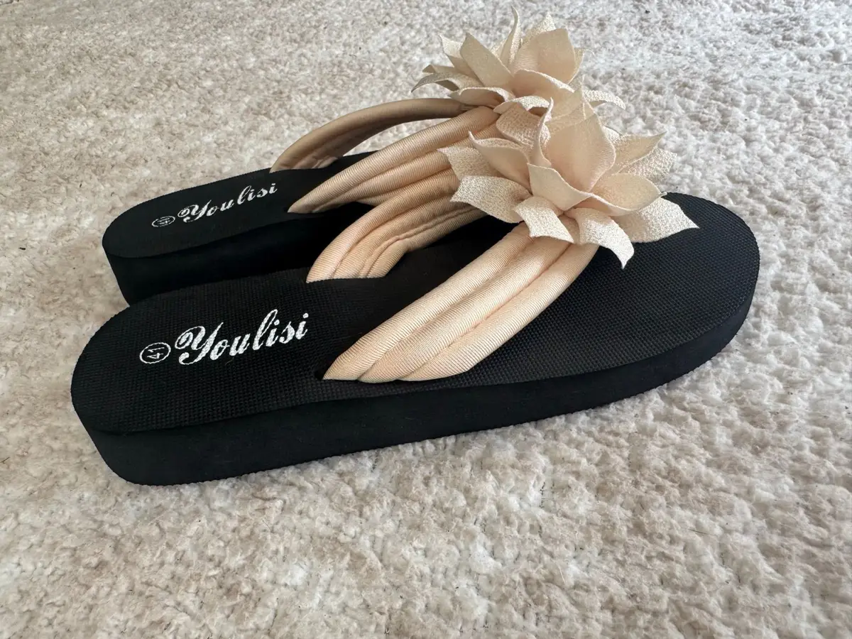 Youlisi Platform Flower Flip-Flops Size 41