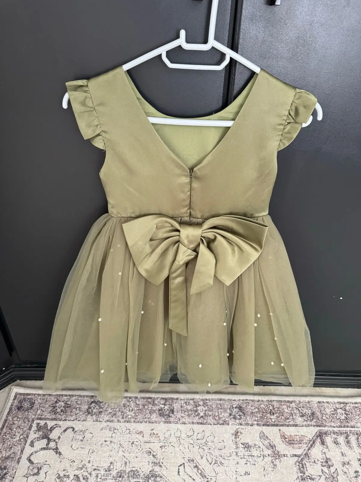 Girls Festive Party Dress Bundle Red and Olive 6-7 Years