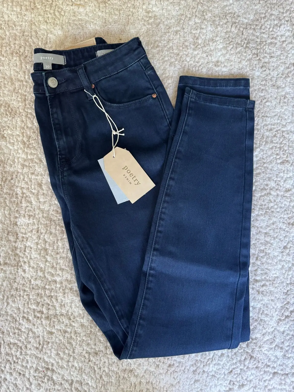 Poetry Rooney High Rise Skinny Jeans Navy Size 10 New