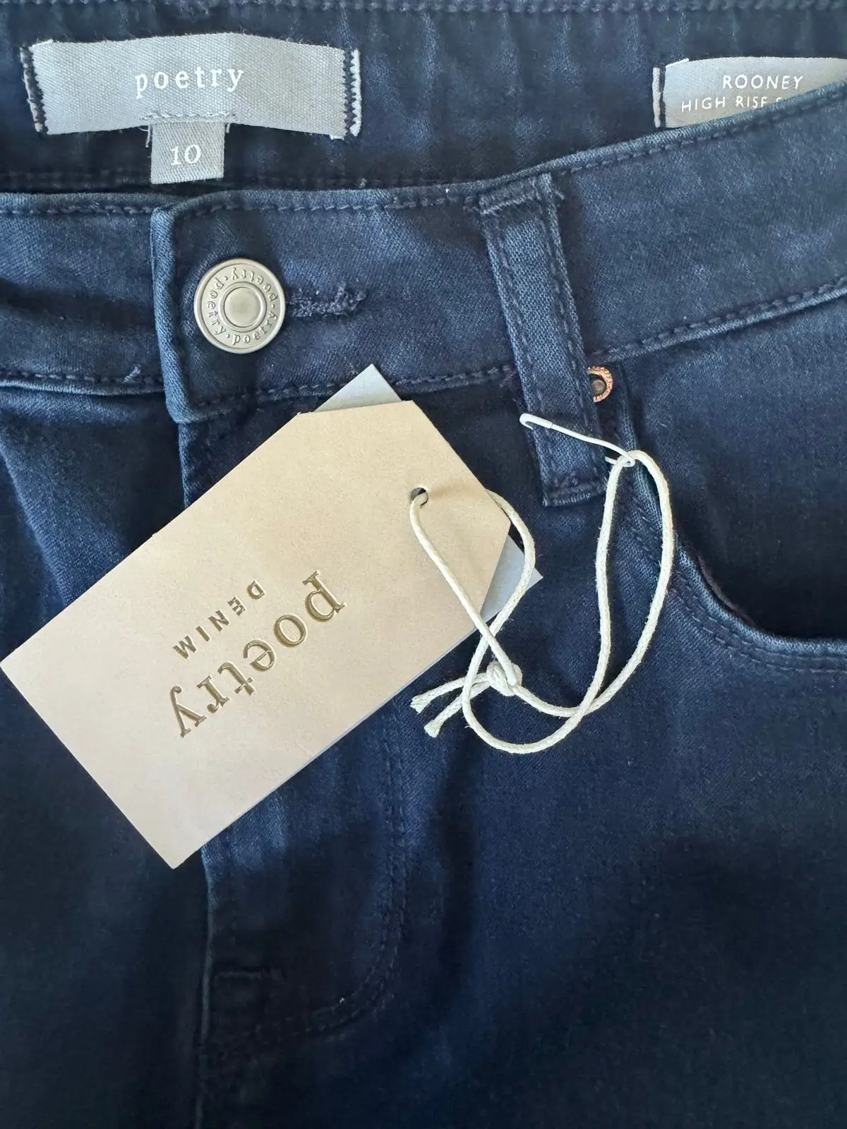 Poetry Rooney High Rise Skinny Jeans Navy Size 10 New