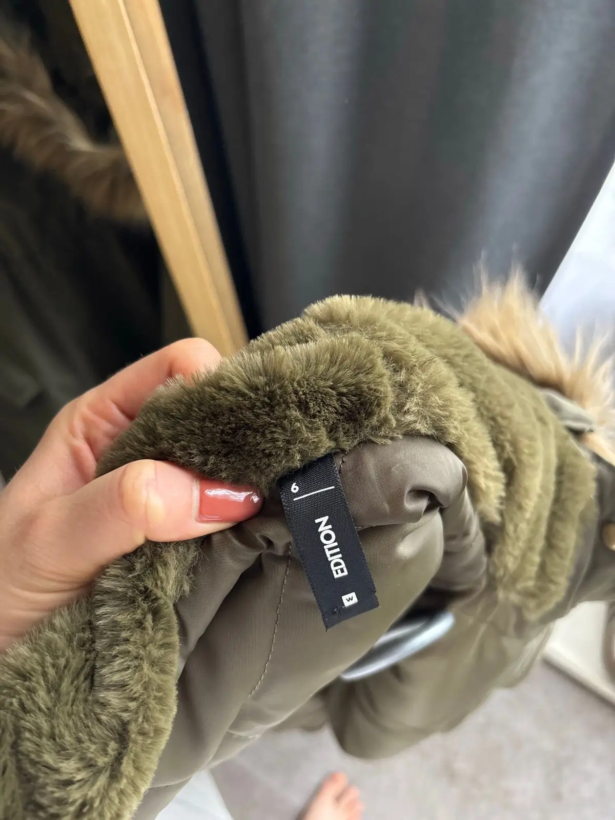 Woolworths Olive Green Faux Fur Hood Parka Jacket Size 6