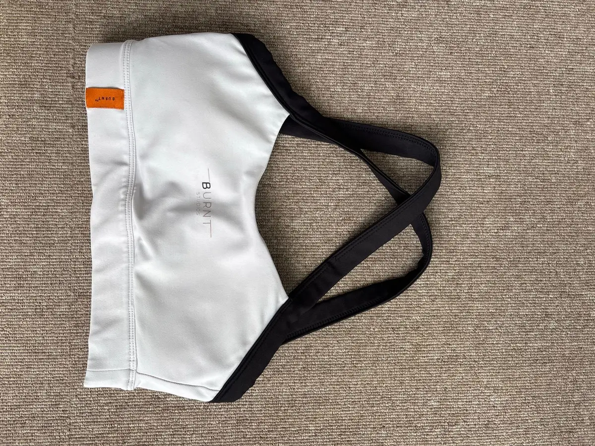 Burnt Studios Activewear Sports Bra White and Black XS
