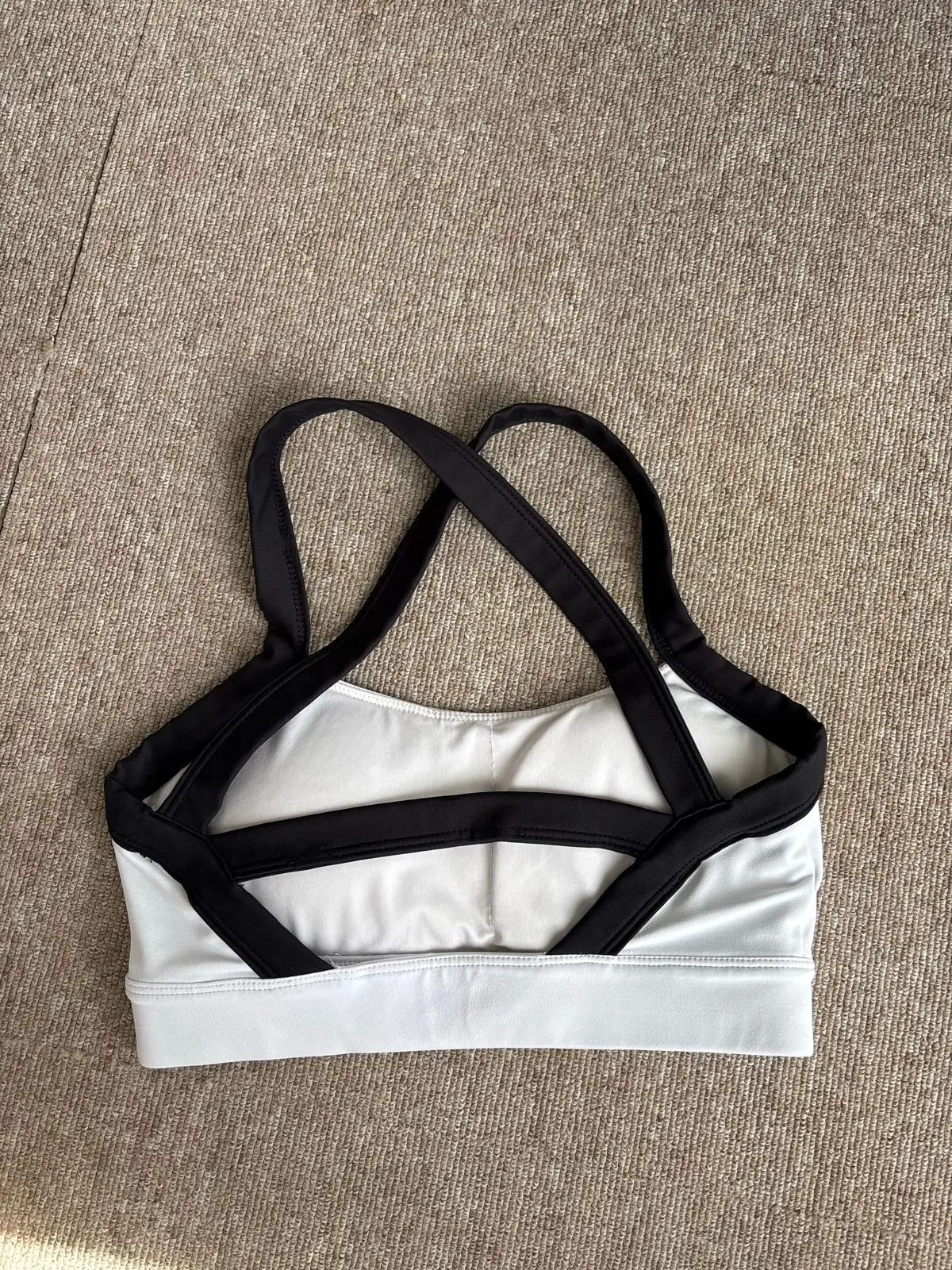 Burnt Studios Activewear Sports Bra White and Black XS