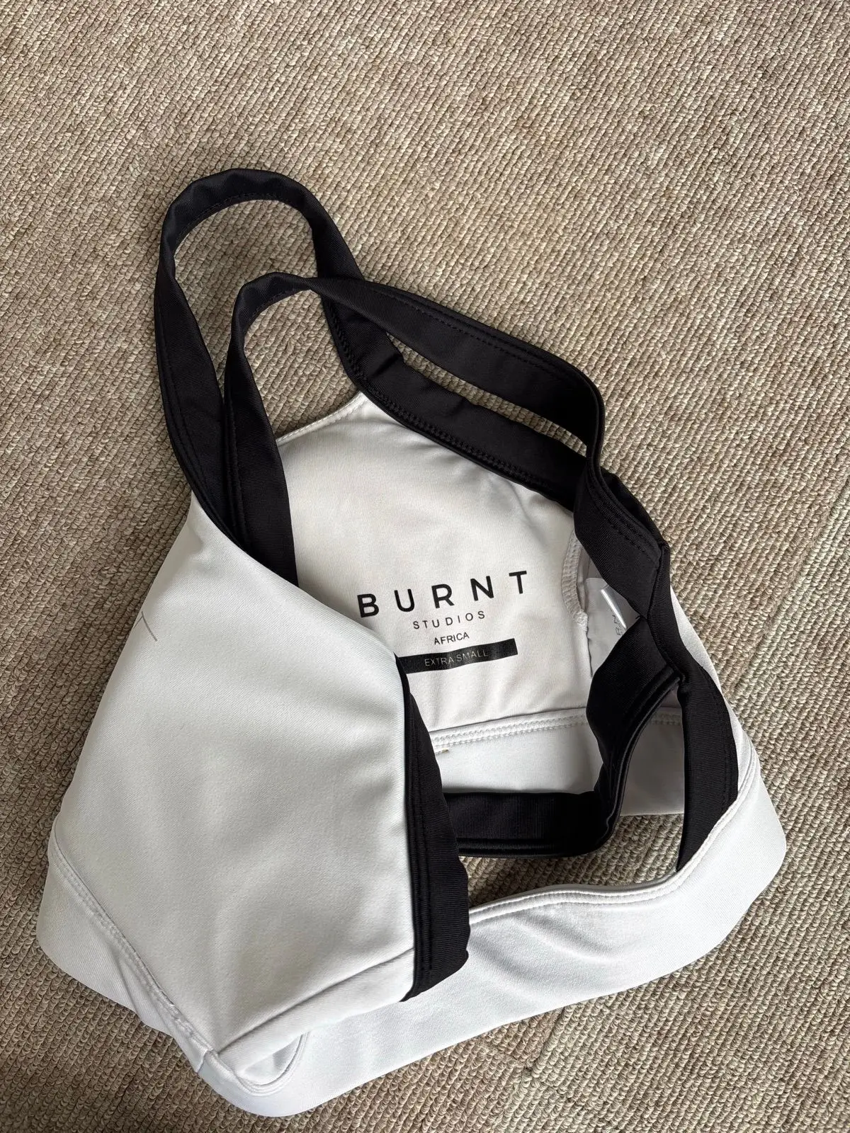 Burnt Studios Activewear Sports Bra White and Black XS