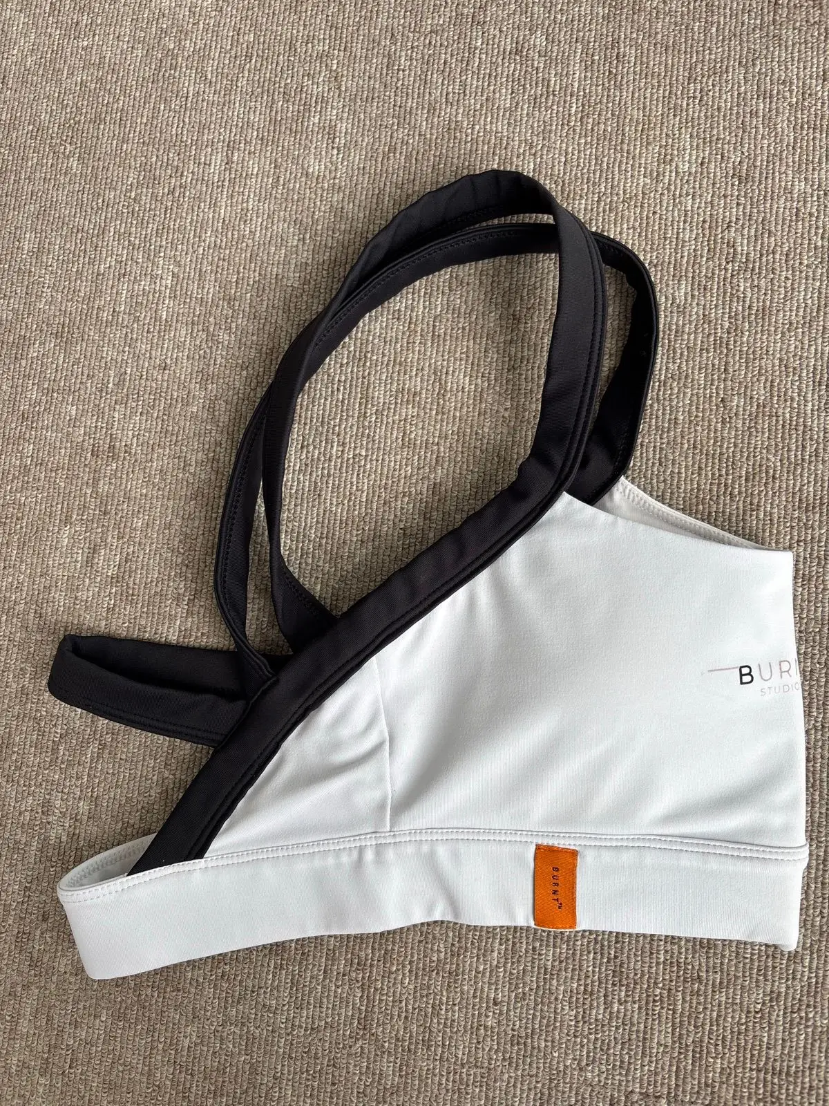 Burnt Studios Activewear Sports Bra White and Black XS