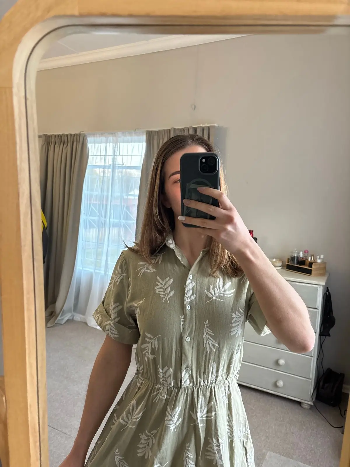 Zara Green Patterned Dress