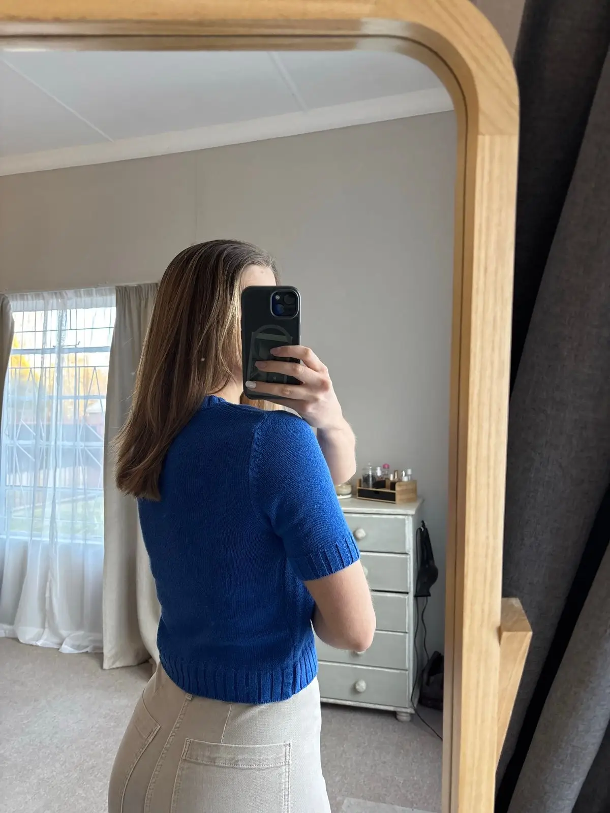 Zara Blue Short Sleeve Button-Up Cardigan