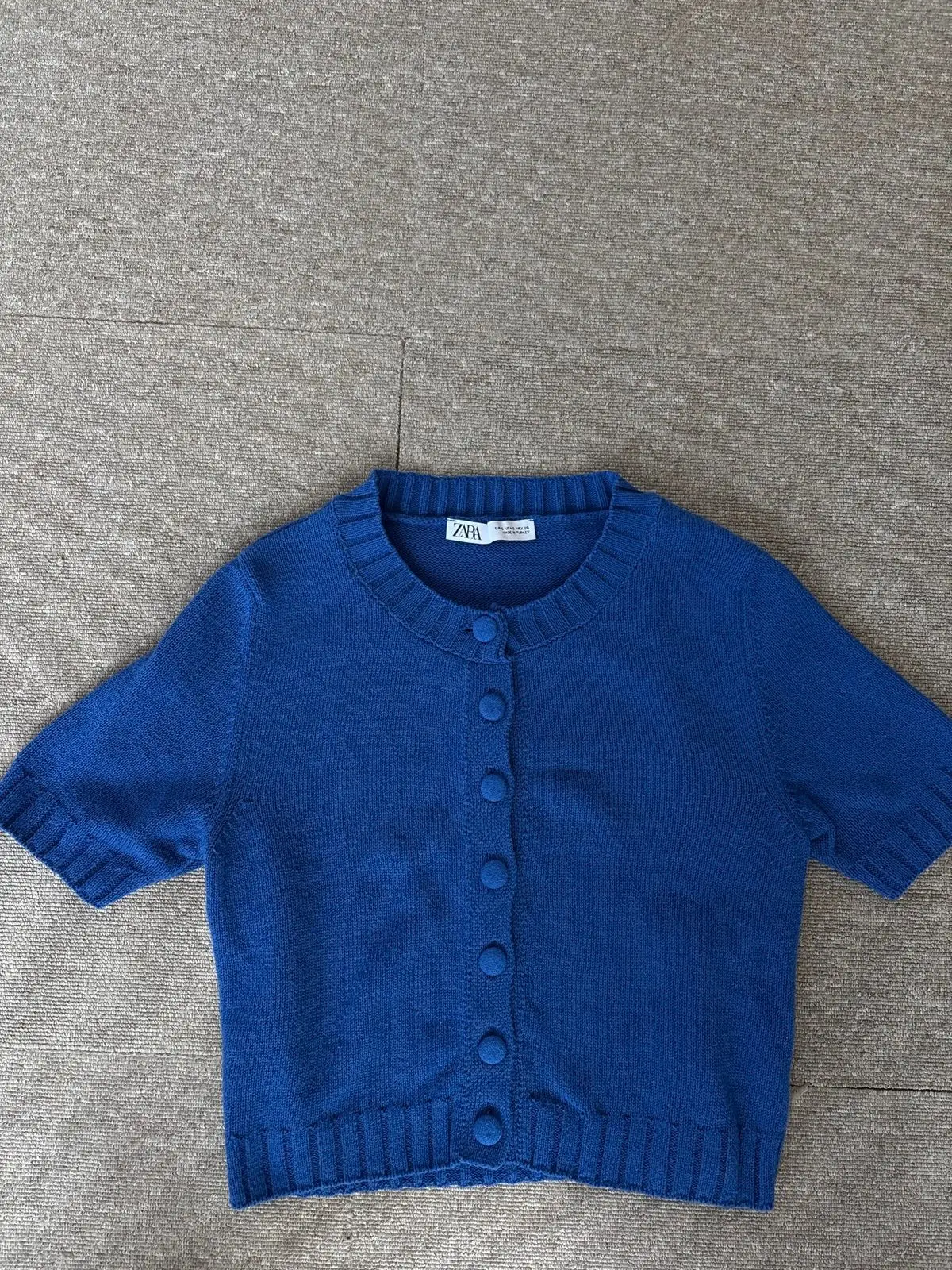 Zara Blue Short Sleeve Button-Up Cardigan