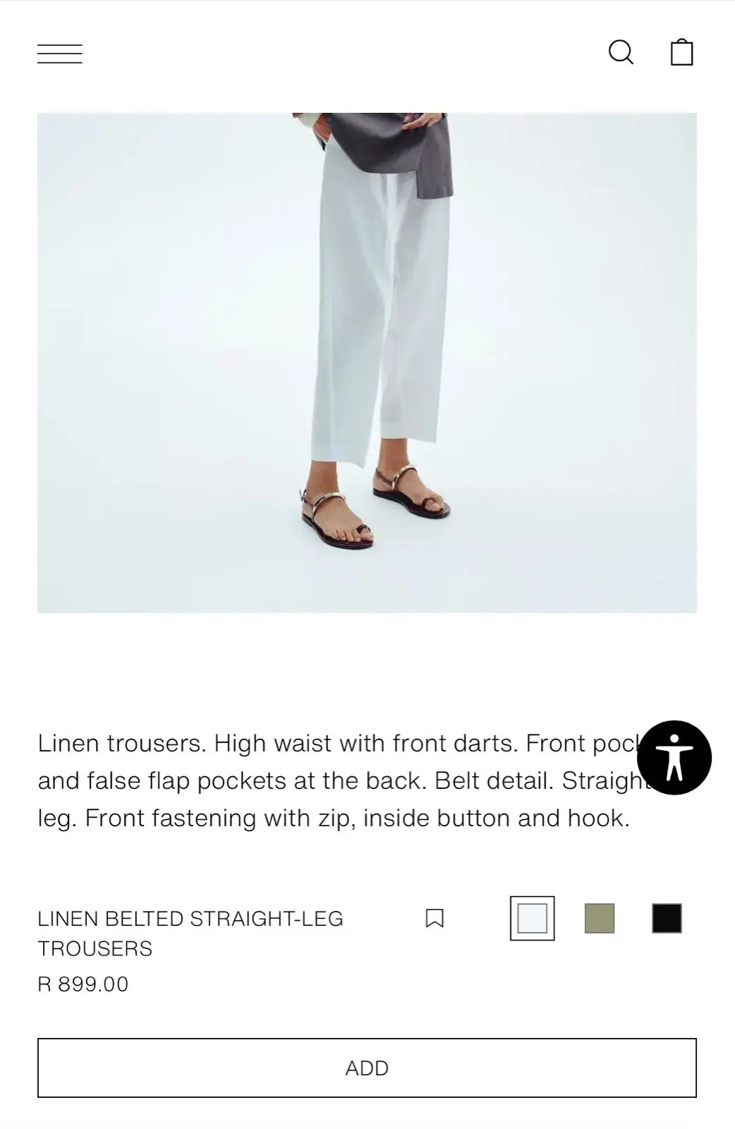 Zara White Pants with Belt