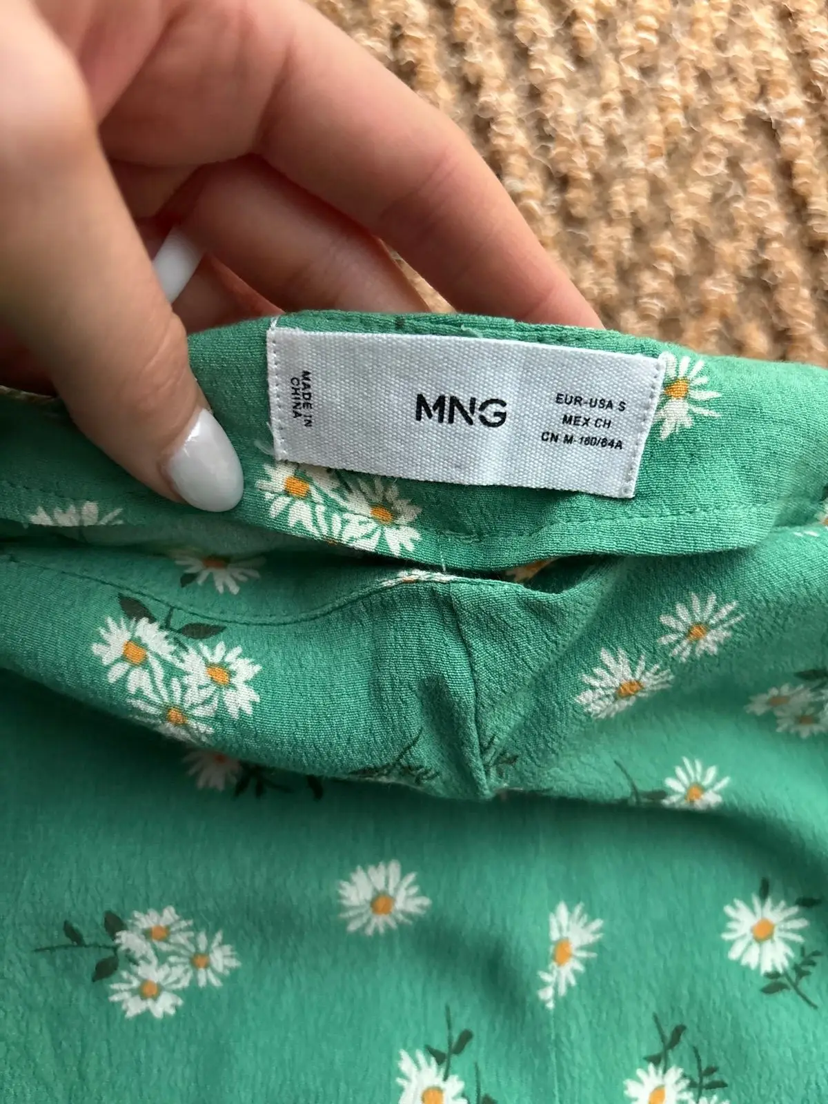 Mango Green Floral Daisy Print Top S