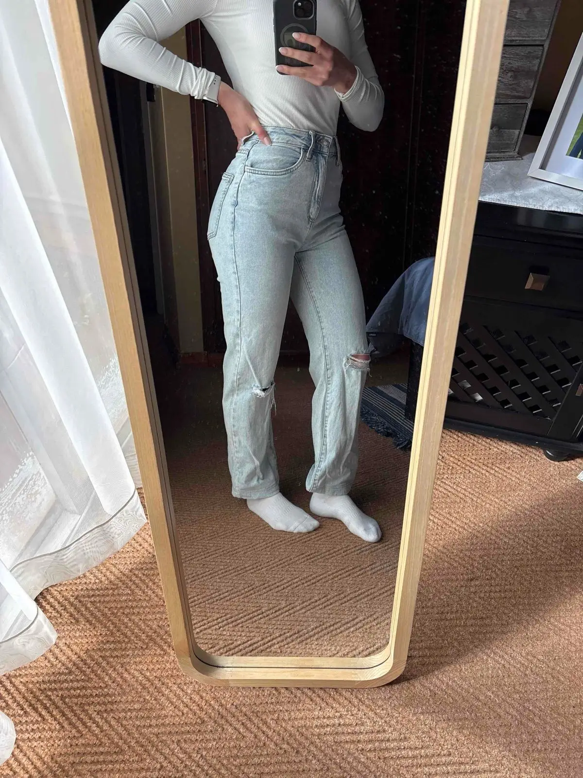 Cotton On Light Wash Ripped High-Waist Jeans