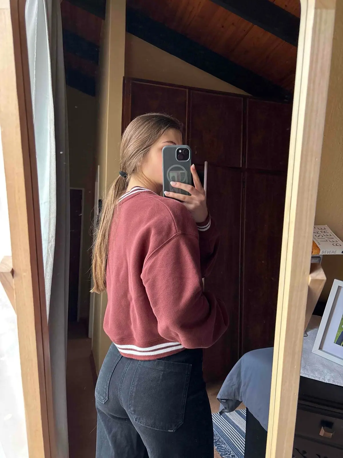 Factorie Maroon Cropped Sweatshirt XS
