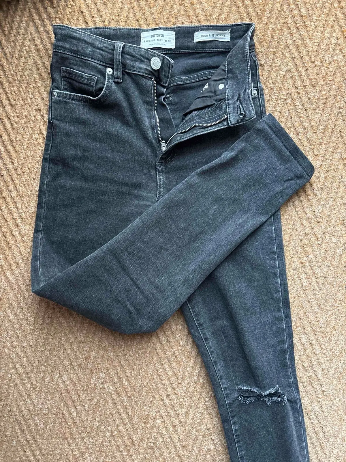 Cotton On Distressed Black Jeans Size 8