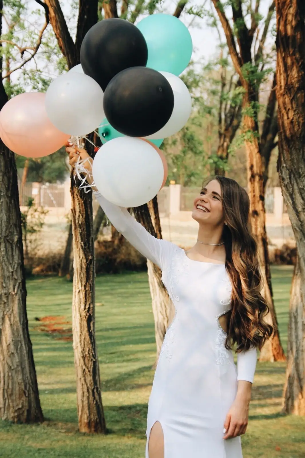 White Long Sleeve Dress with Lace Detail