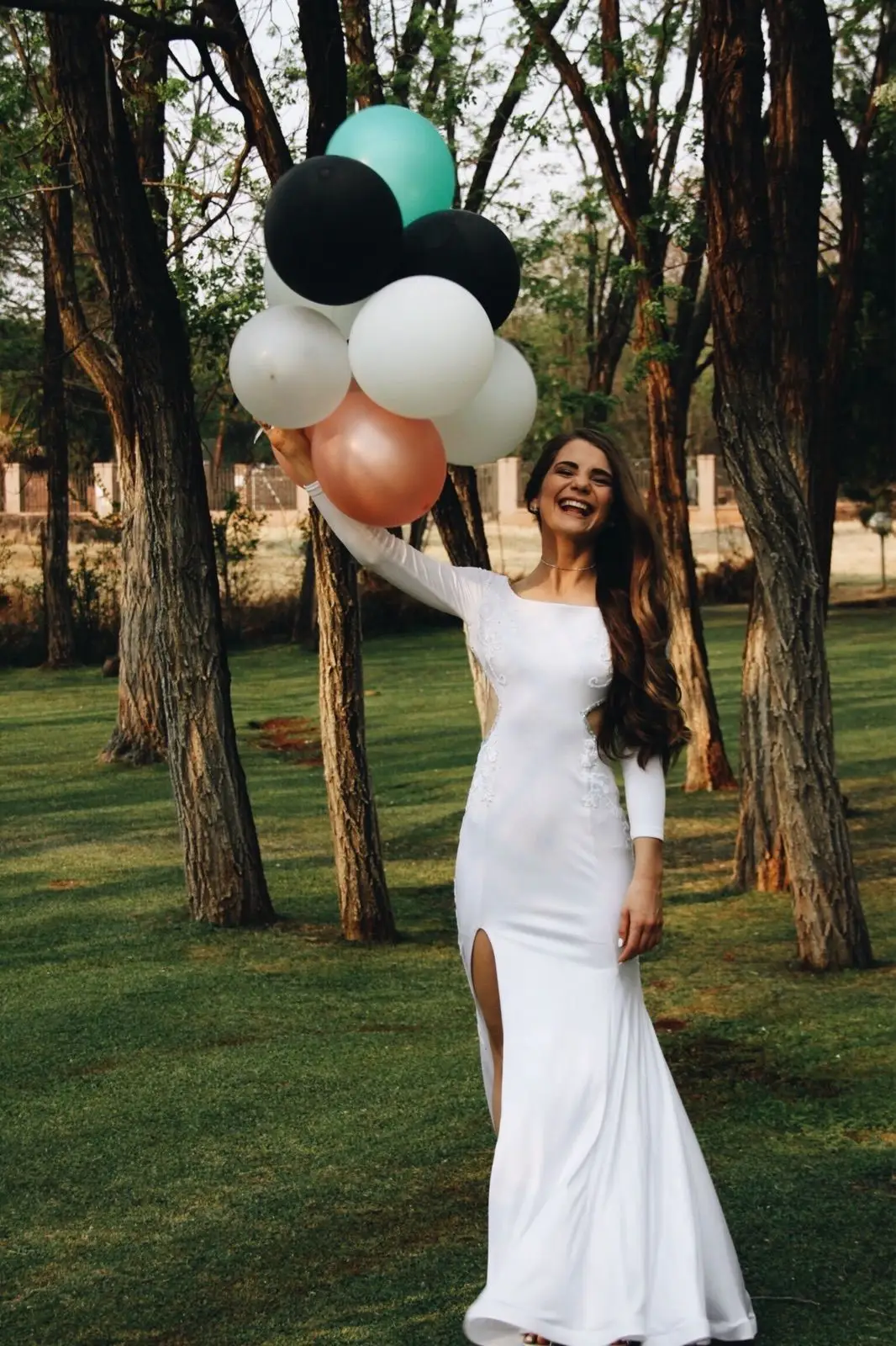 White Long Sleeve Dress with Lace Detail