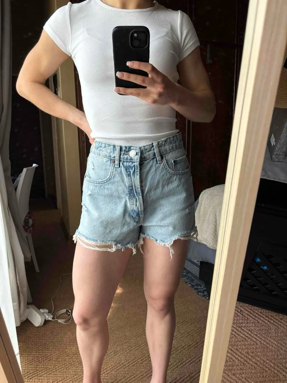 Zara White Ribbed Top