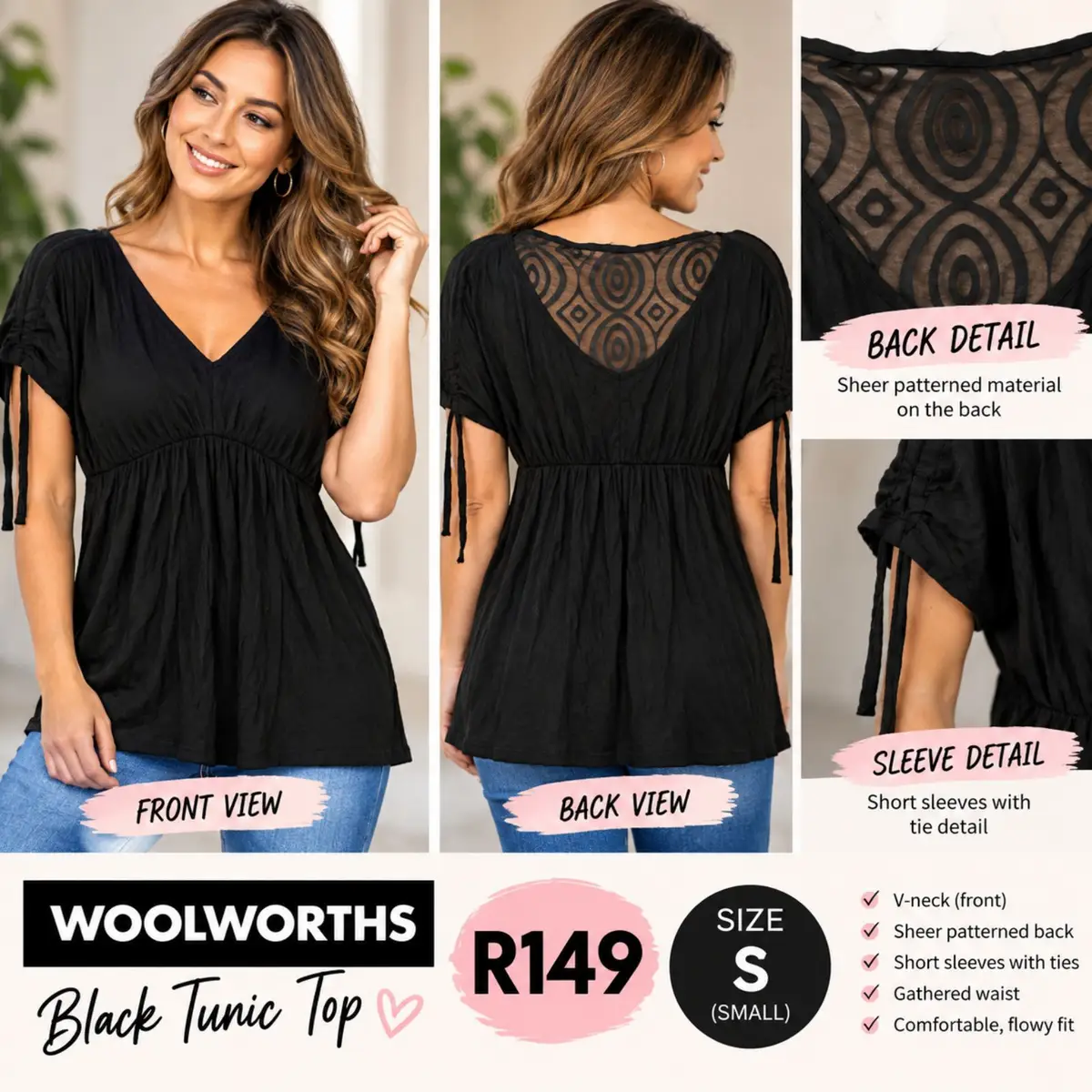 Woolworths Black V-Neck Tunic