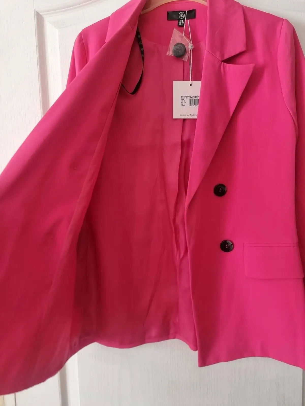 Missguided Pink Double Breasted Blazer UK 8