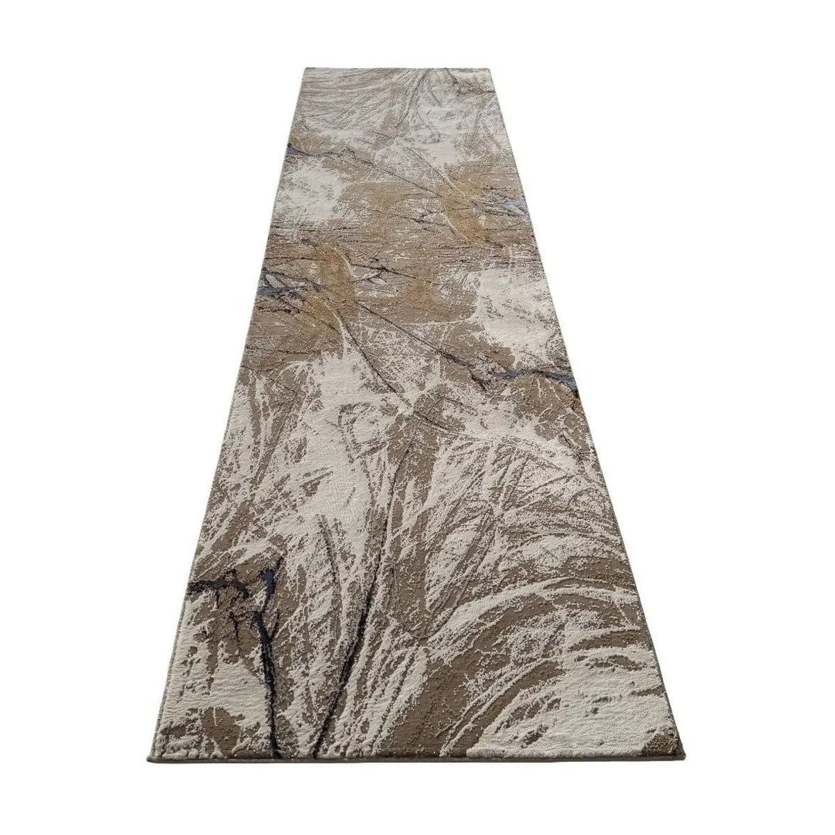 Contemporary Beige and Ivory Crackle Pattern Runner Rug