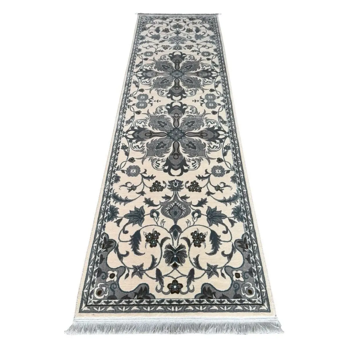 Ivory & Grey Royal Garden Runner Rug