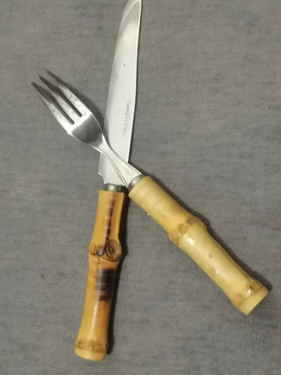 6 Stainless Steel Knife and fork with Bamboo Handle