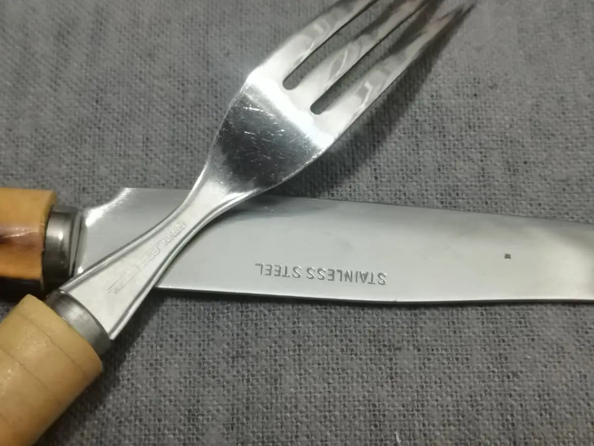 6 Stainless Steel Knife and fork with Bamboo Handle