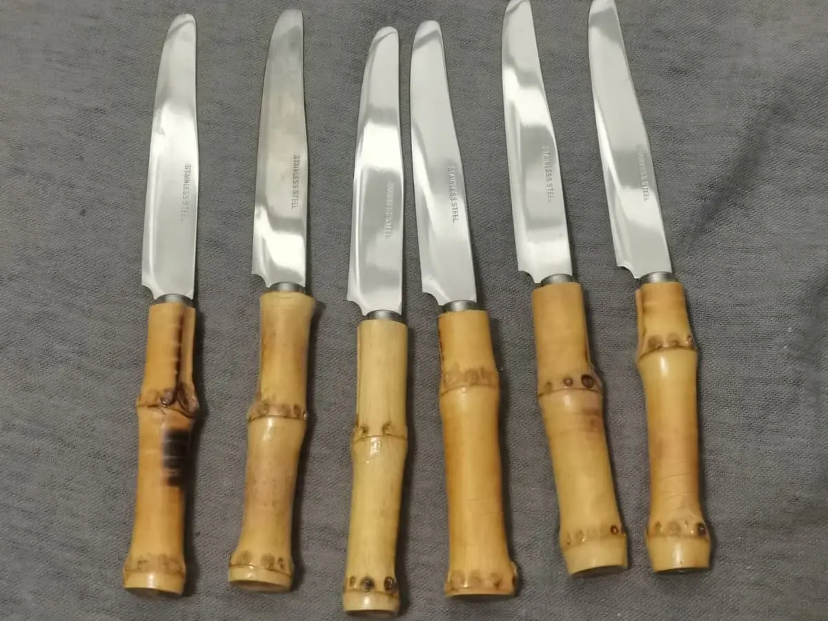 6 Stainless Steel Knife and fork with Bamboo Handle
