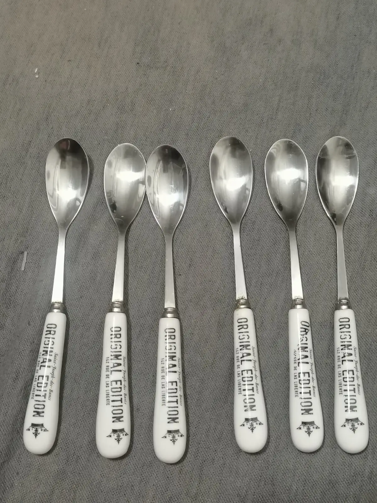 Set of 6 Stainless Steel Spoons with Ceramic Handles
