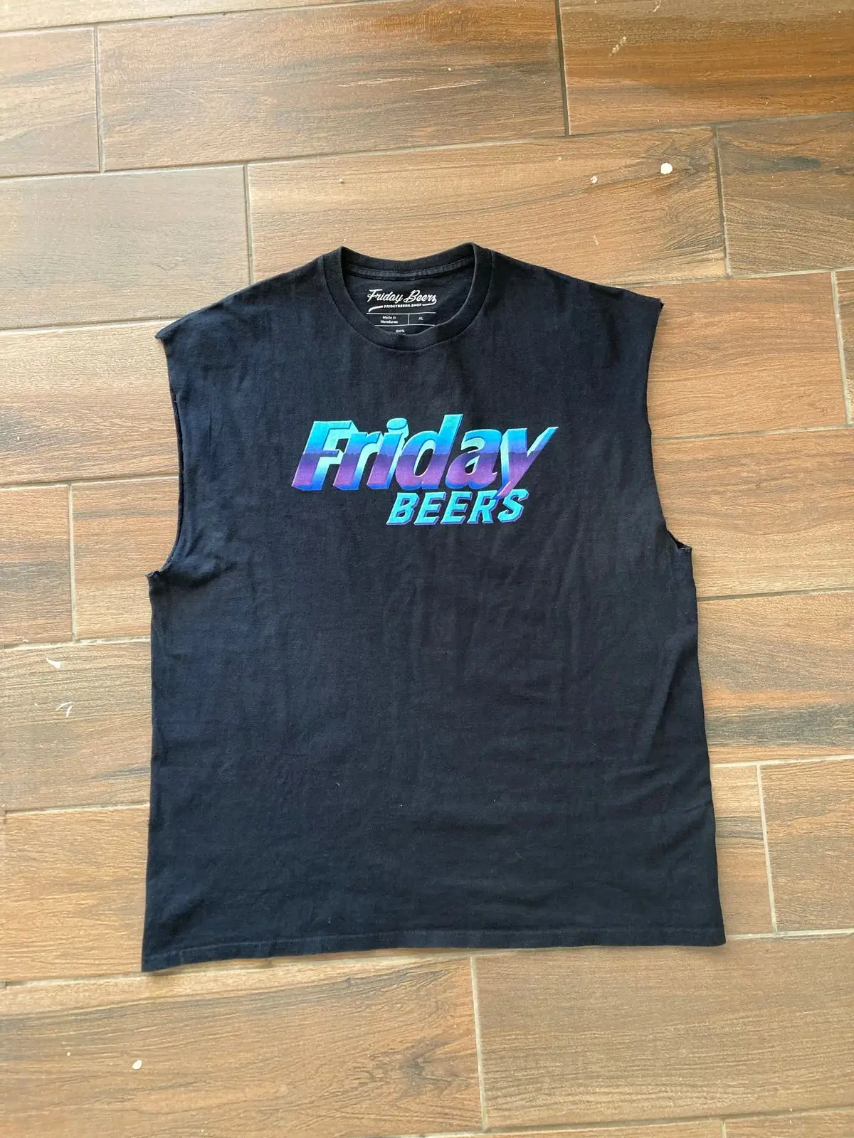 Friday Beers Black Graphic Sleeveless T-Shirt XL