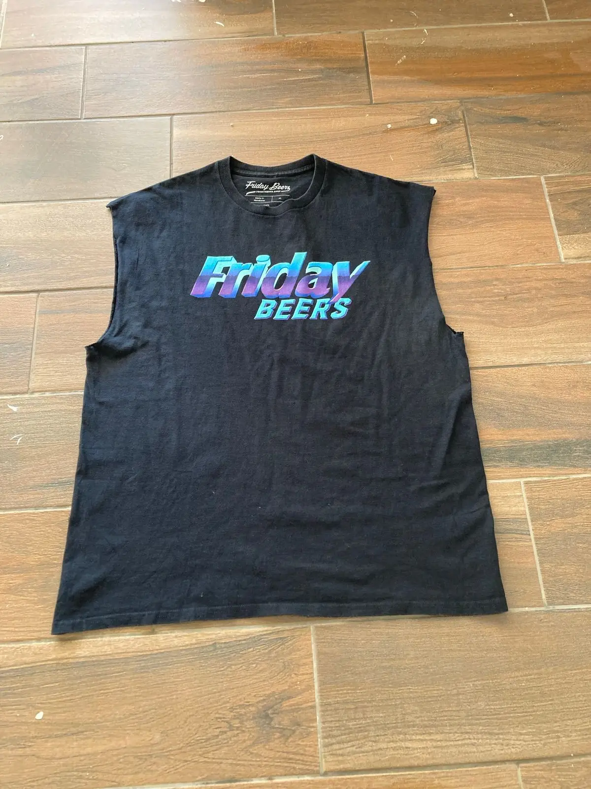 Friday Beers Black Graphic Sleeveless T-Shirt XL