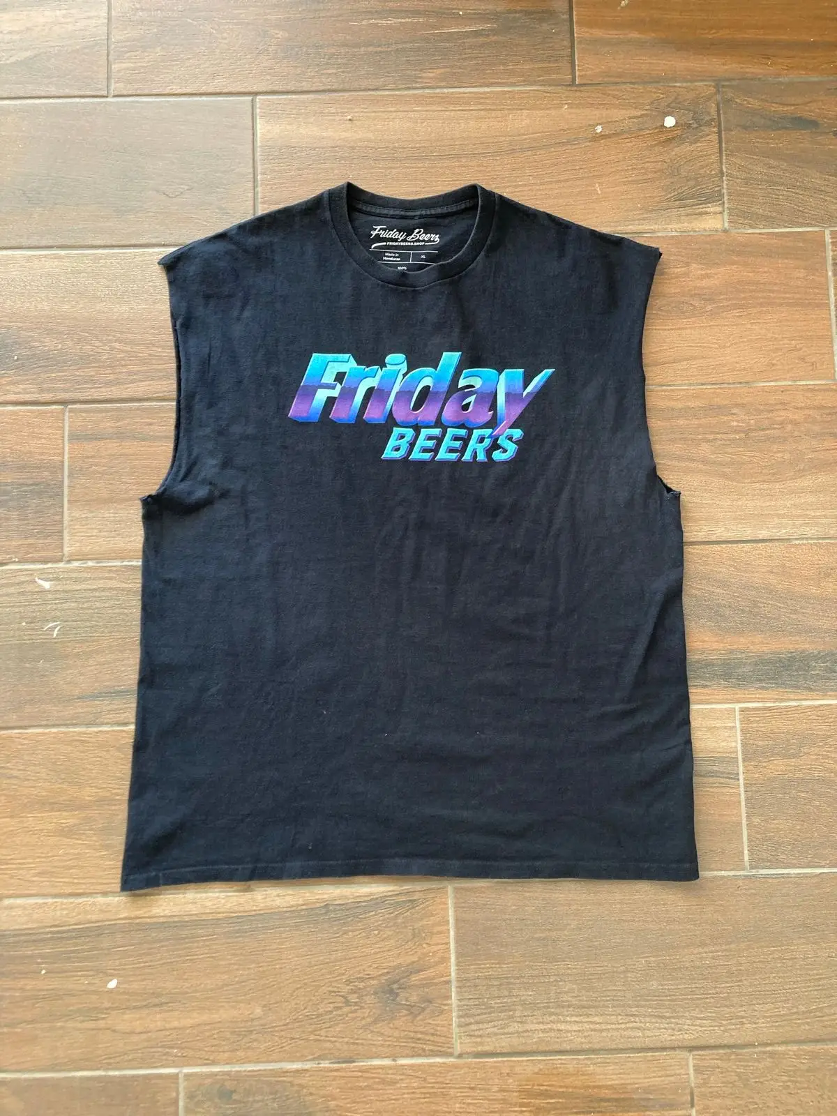 Friday Beers Black Graphic Sleeveless T-Shirt XL