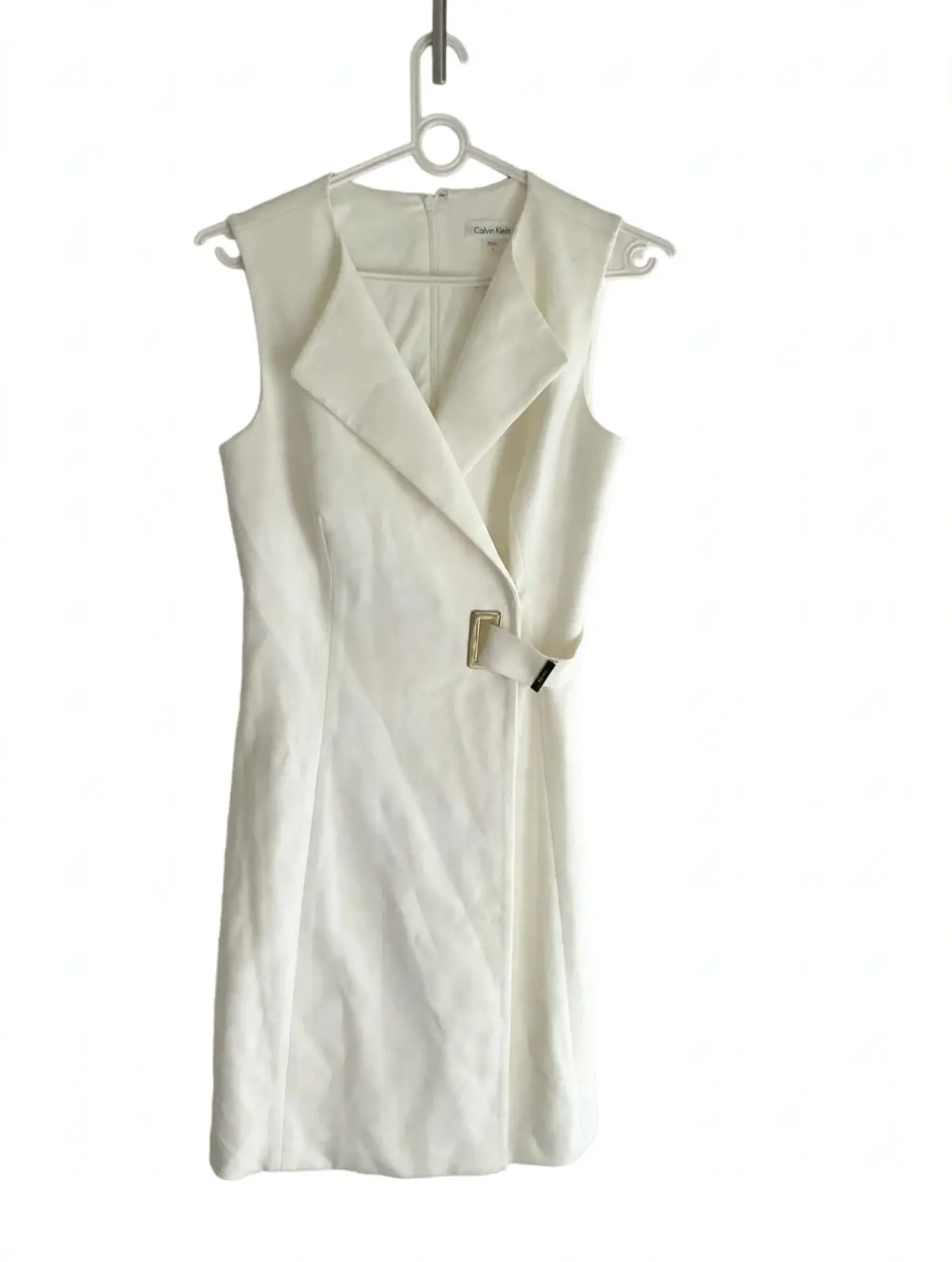 Calvin Klein White Sleeveless Blazer Dress