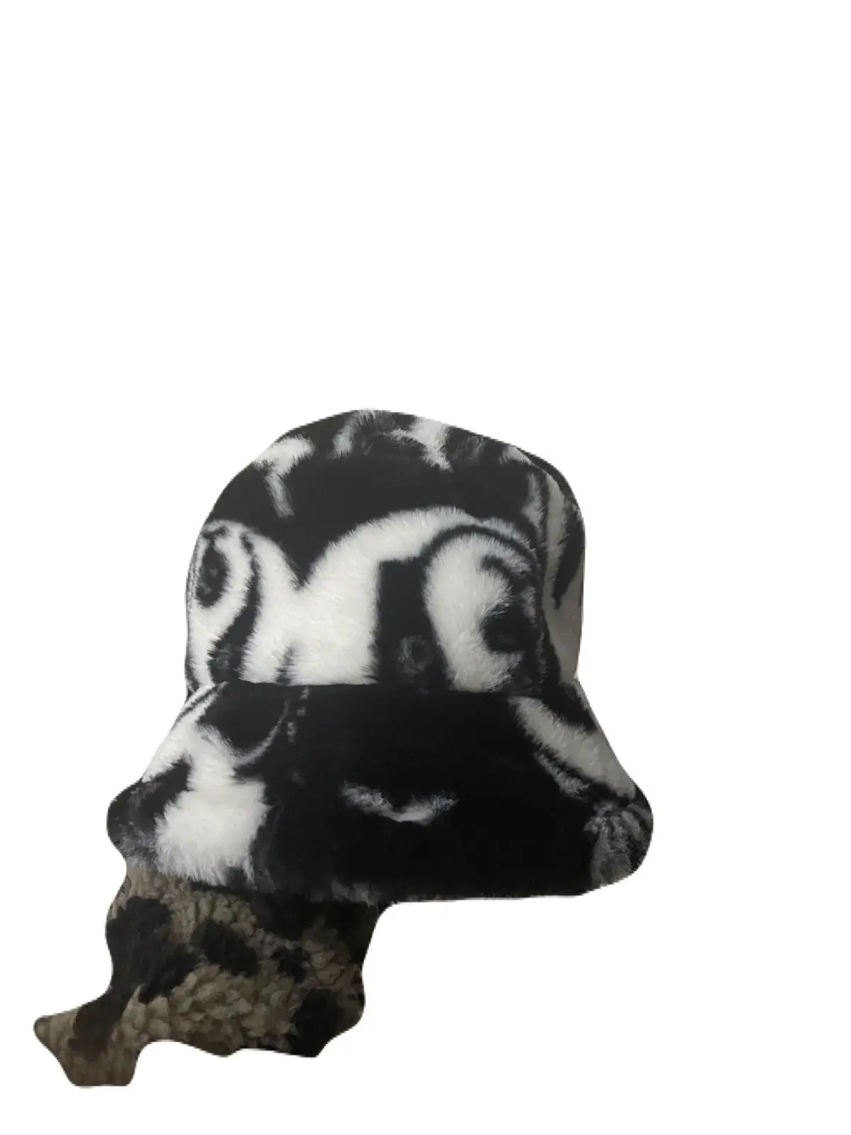 Shein Black and White Faux Fur Bucket Hat