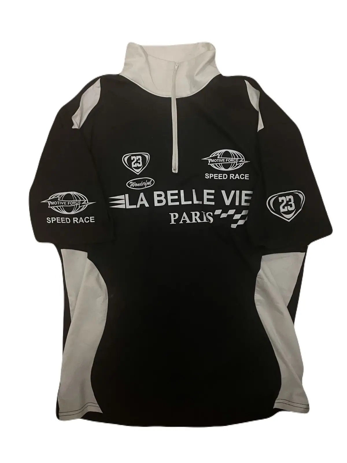 La Belle Vie Paris Black and White Quarter Zip Top