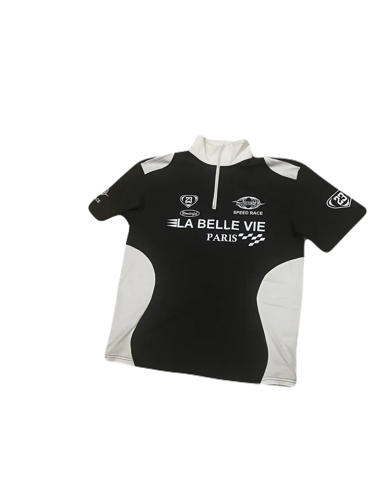 Shein La Belle Vie Paris Black and White Quarter Zip Top