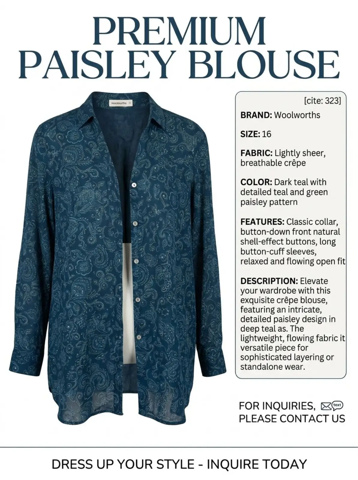 Woolworths Paisley Print Button-Down Blouse