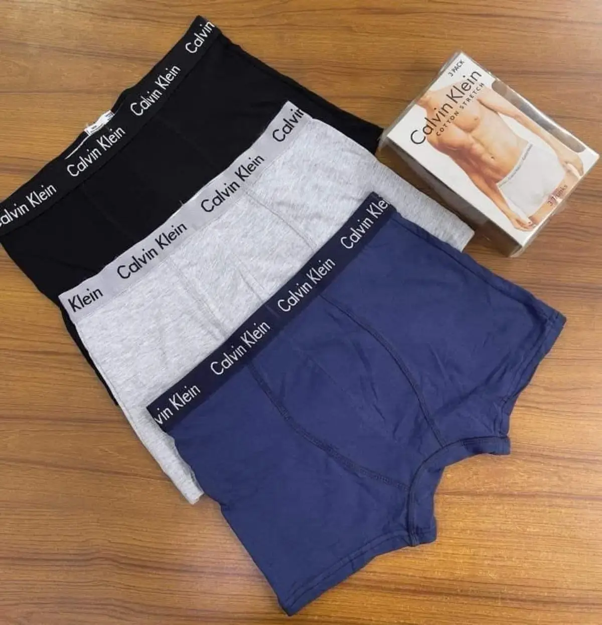 Calvin Klein Cotton Stretch Trunks 3-Pack Black Grey Navy