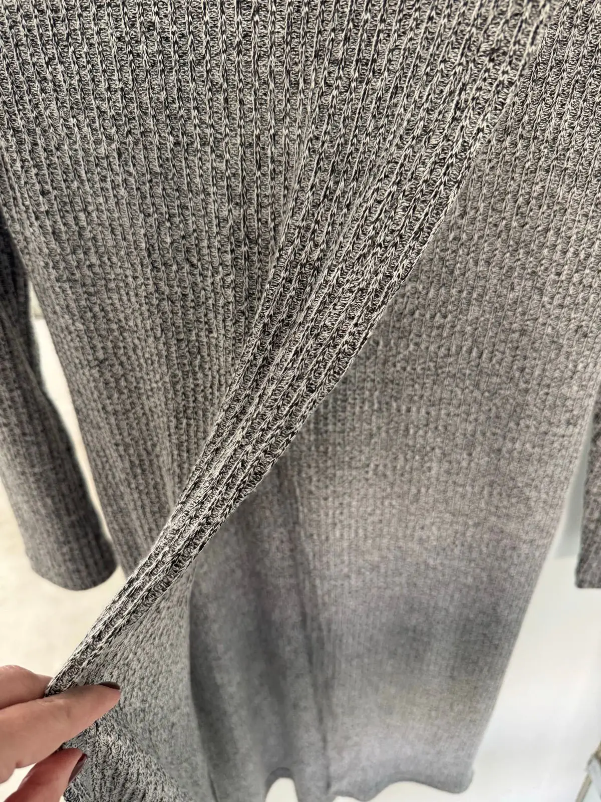 Amara Grey Ribbed Knit Midi Dress