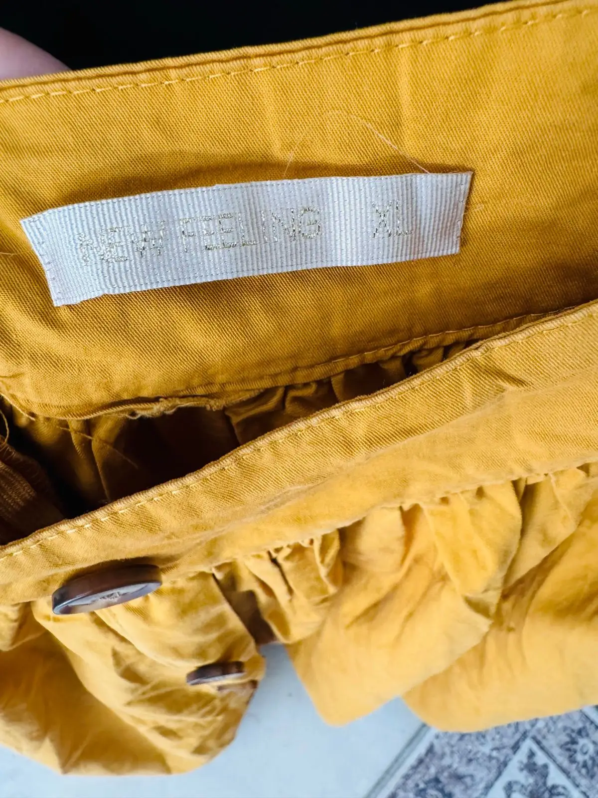 Mustard Yellow Button-Front Midi Skirt