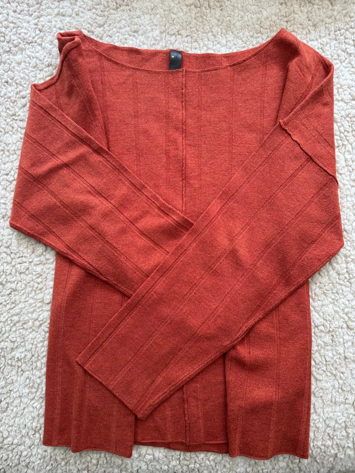 Woolworths Edition Rust Ribbed Boat Neck Jumper