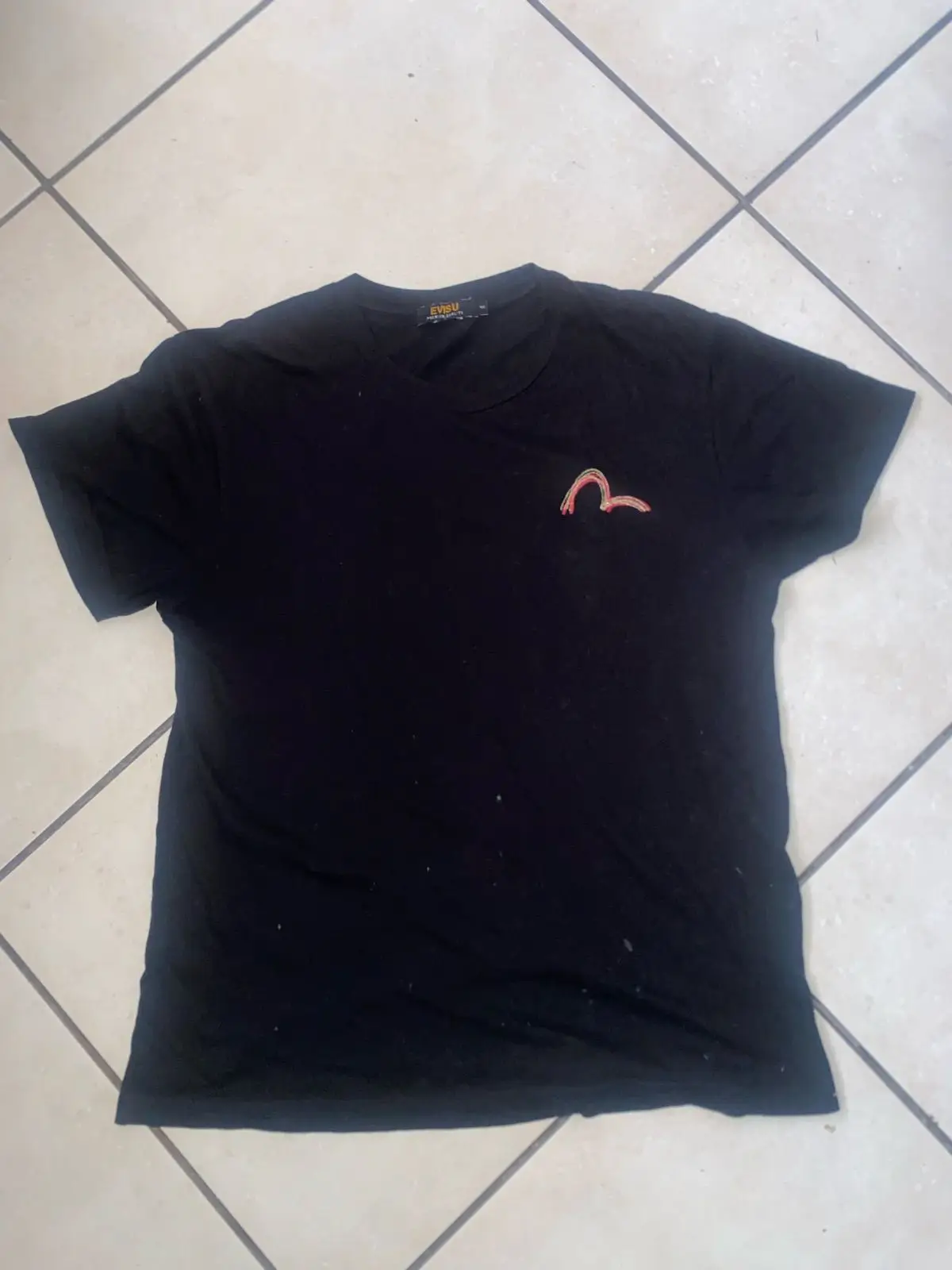 Evisu Premium Black T-Shirt with Graphic Print Size M