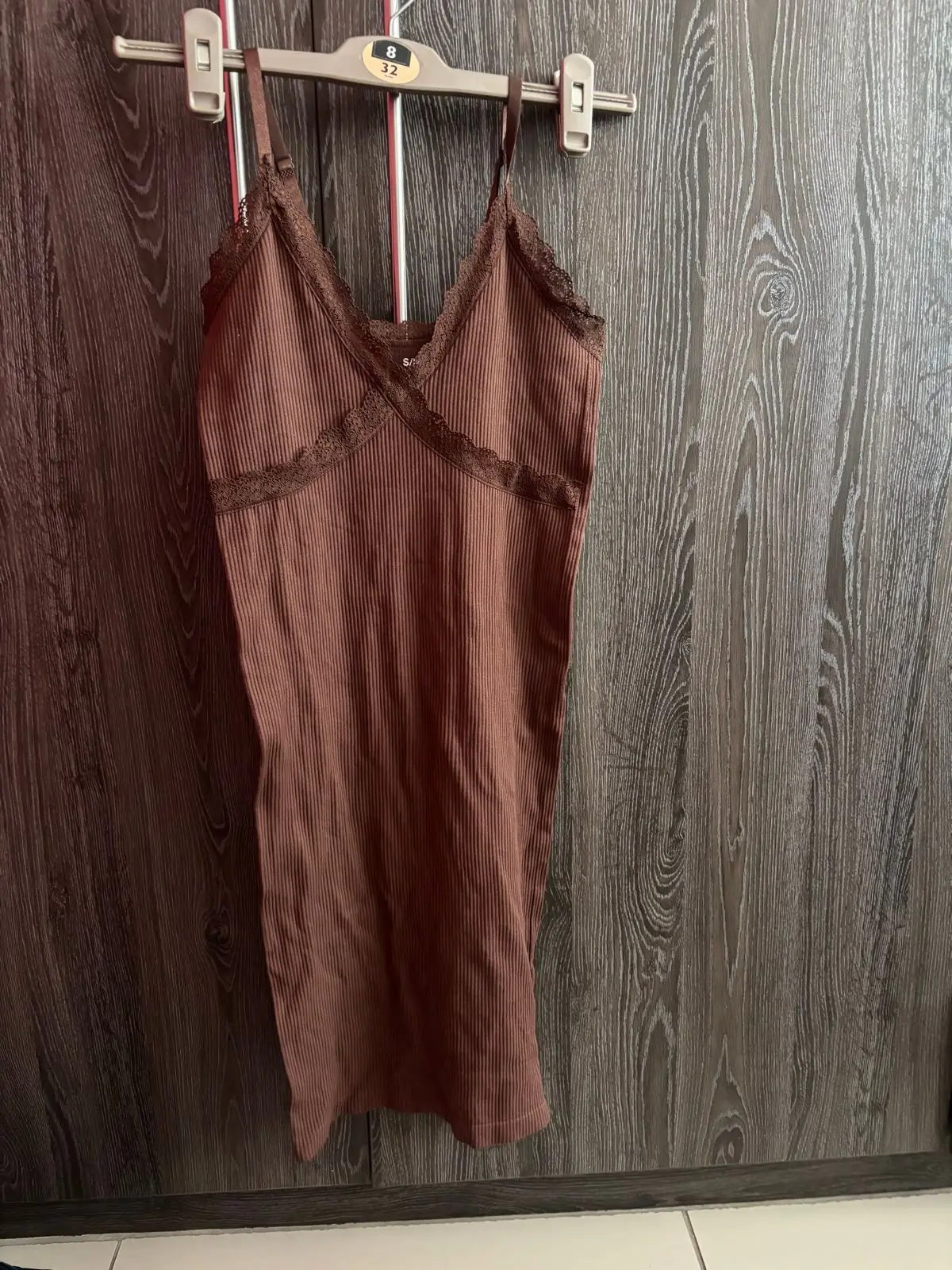 Mr Price Brown Ribbed Lace-Trim Cami Top