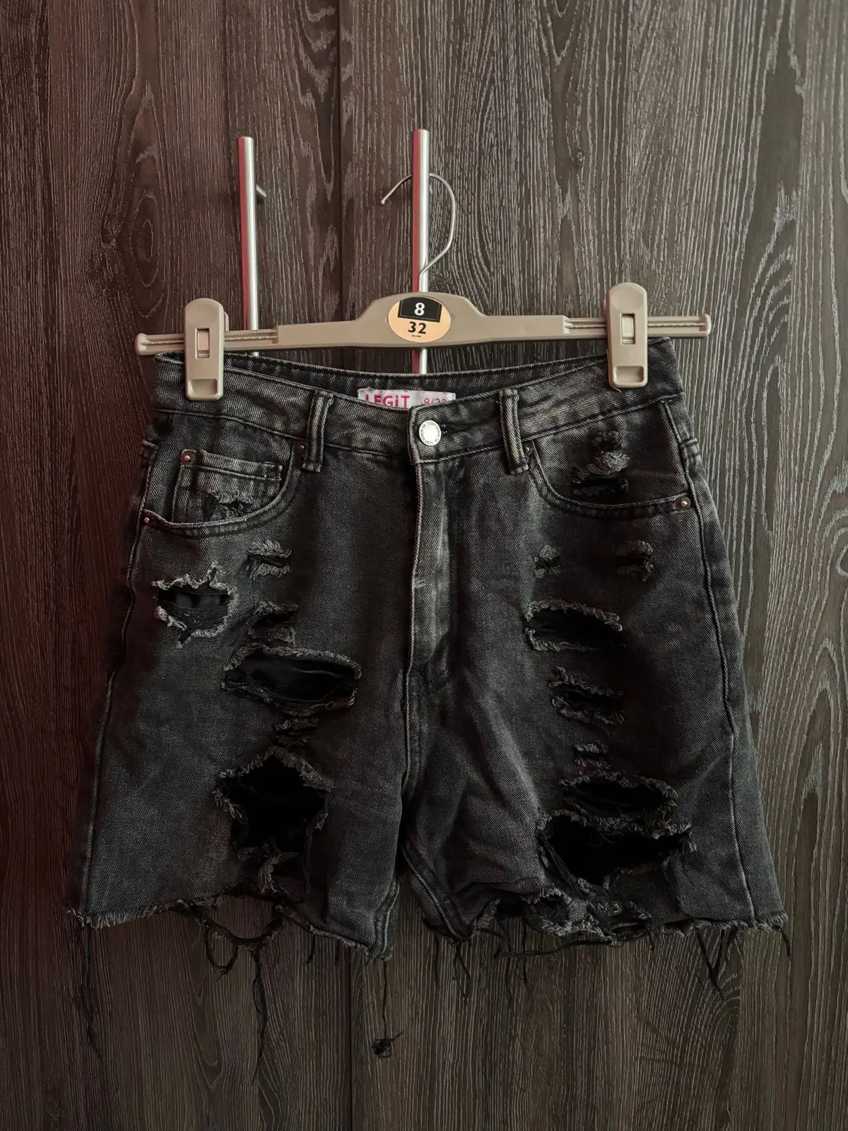 Legit Black Distressed Denim Shorts Size 32