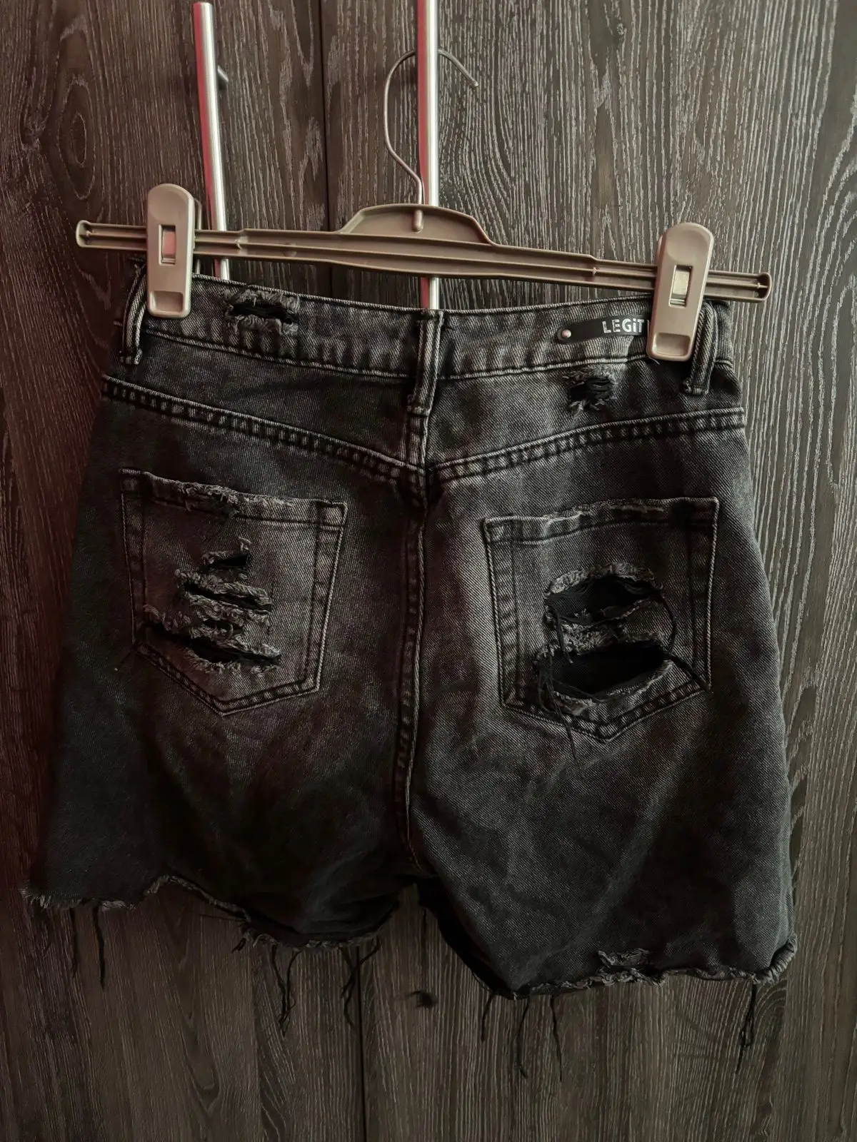 Legit Black Distressed Denim Shorts Size 32