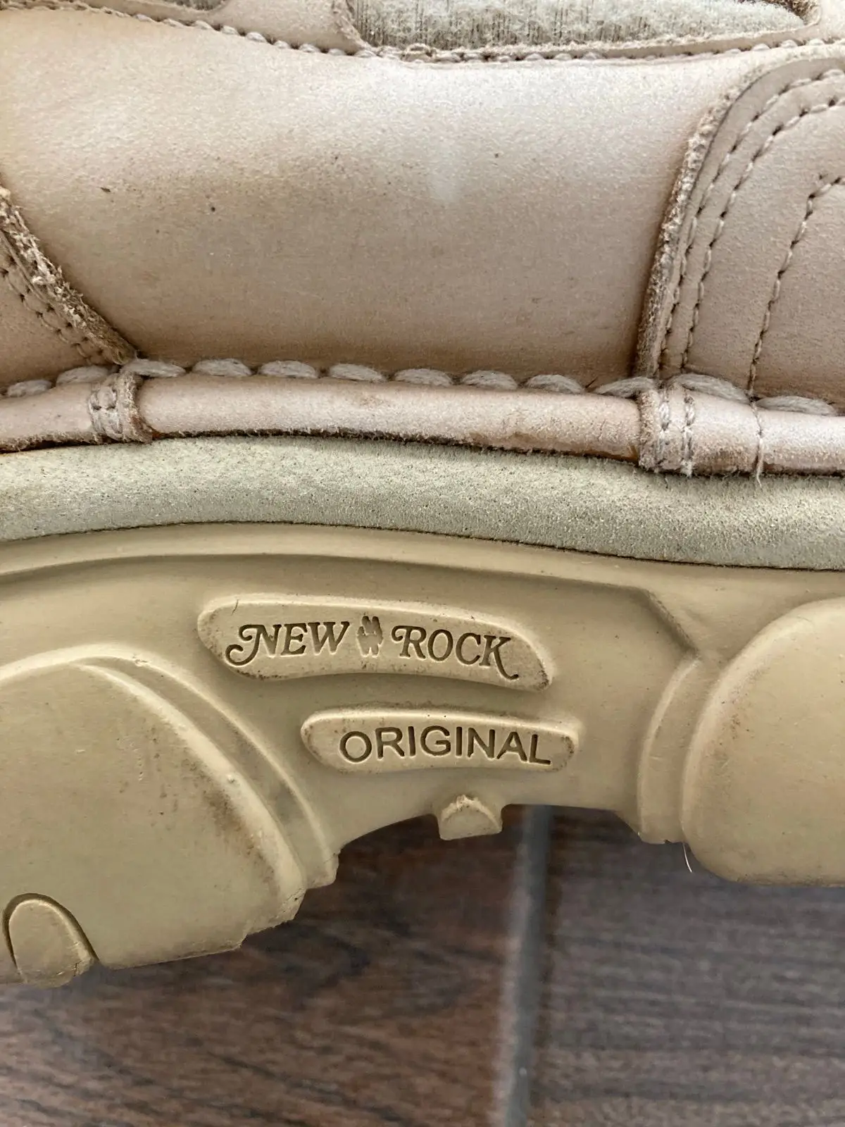 New Rock Platform Boots Beige Size 6.5