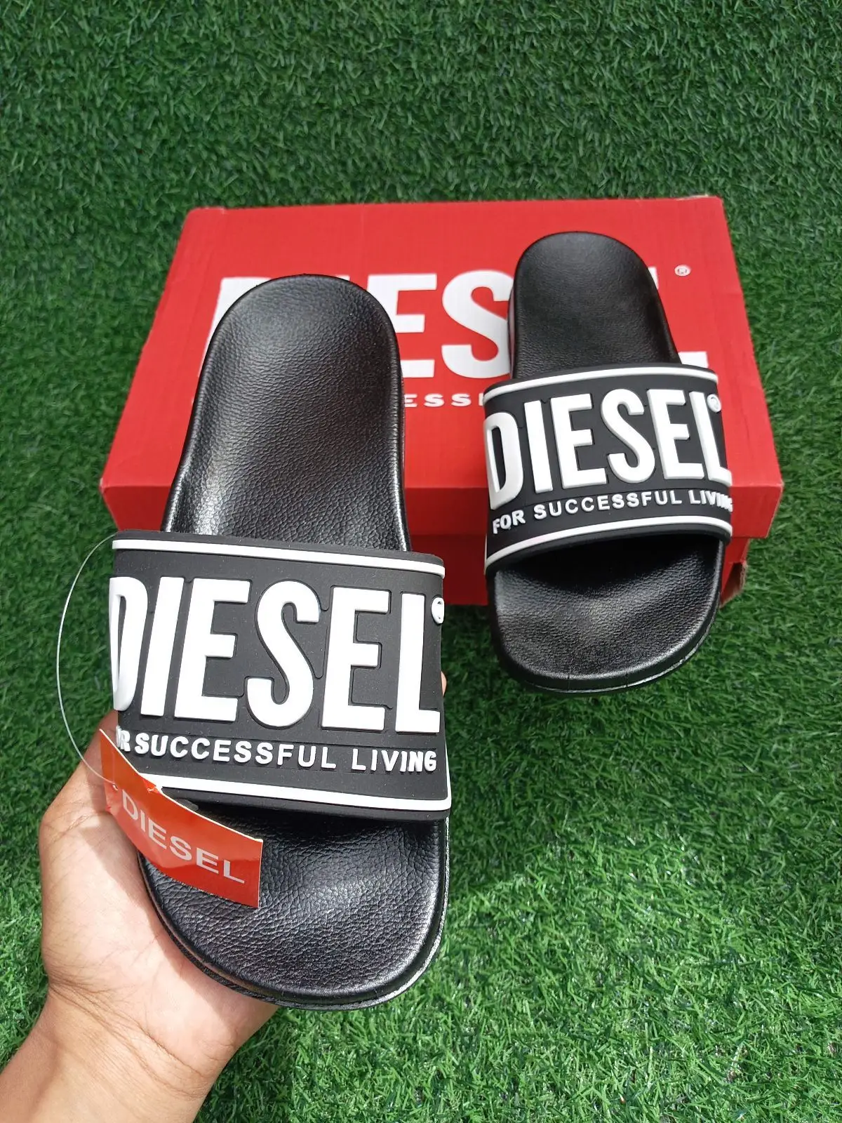 Diesel Black Slide Sandals