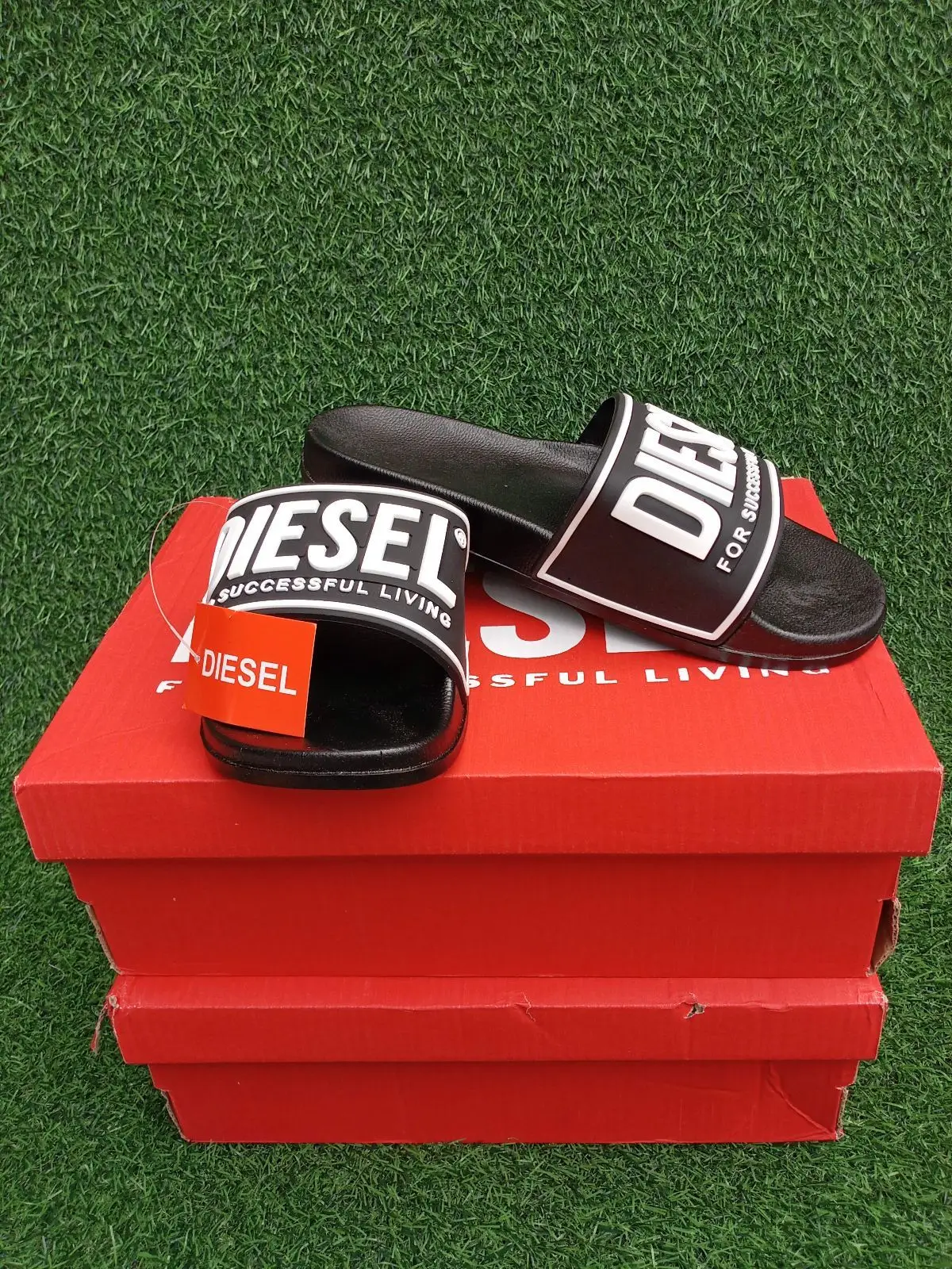 Diesel Black Slide Sandals