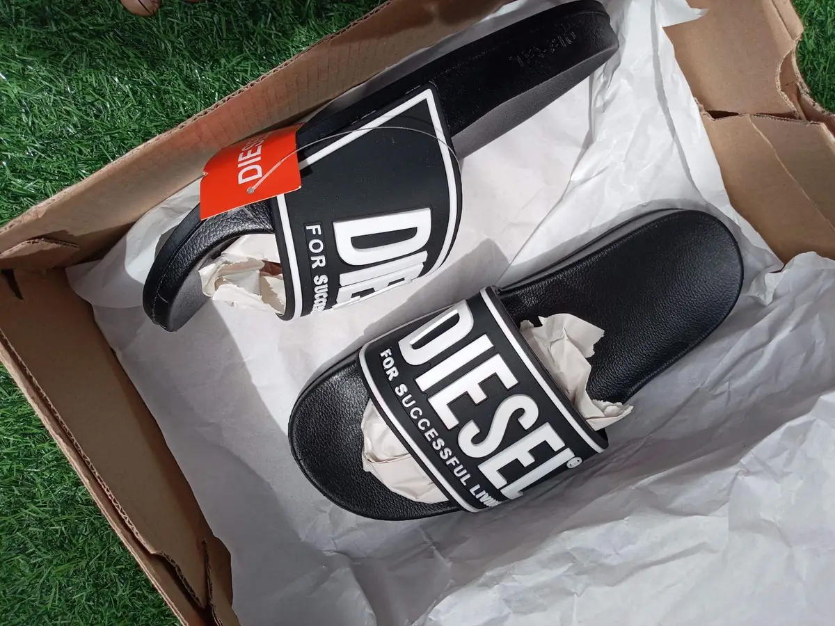 Diesel Black Slide Sandals