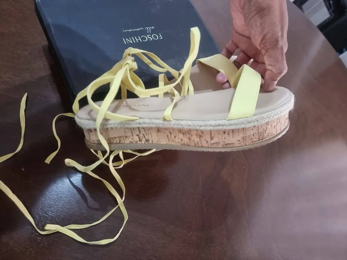 Foschini Yellow Flatform Lace-Up Sandals Size 6