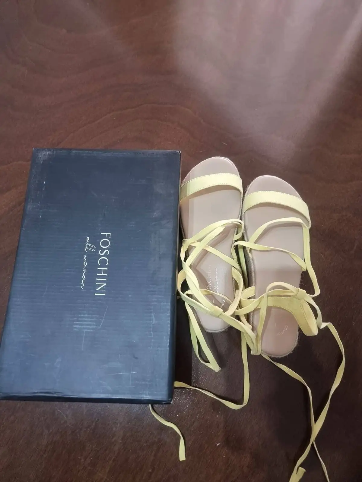 Foschini Yellow Flatform Lace-Up Sandals Size 6